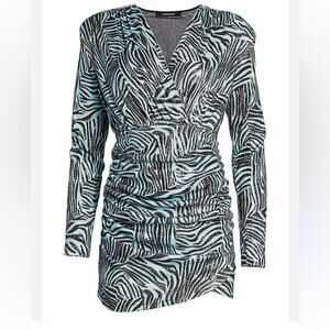 The Andamane Collette Zebra Print Sequin Mini Dress Small
